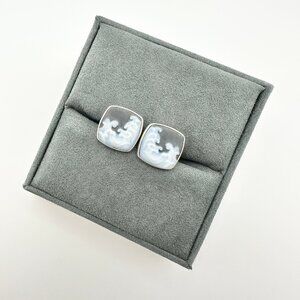 David Yurman Waves Cufflinks w/ Carved White Agate - RARE